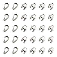 Wire Rope Clip and Thimble Kit 304 Stainless Steel U-Bolt For 1/8" Dia