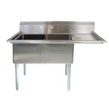 52 1/2" 18-Ga SS340 Two Compartment Commercial Sink Right Drainboard