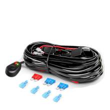 16AWG Automotive 12V LED Pod Light Wiring Harness Kit 2 Leads With On/Off Rocker Switch Relay Blade Fuse
