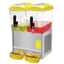 2x5 Gal Double Tanks Commercial Cooling Juice Dispenser for Orange Juice Apple Juice and other Beverage Yellow Color