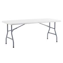 72" x 30" White Plastic Folding Table with Carrying Handle Rectangular