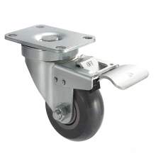 4" Light-Duty Swivel With Total Brake Plate Caster 350 Lb Load Rating