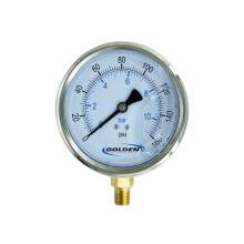 Pressure Gauge 0 to 160 PSI  4" 304 Stainless Steel Case Lower Mount
