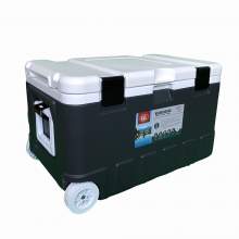 79Qt Grey Ice Chest Cooler with Wheels White Inner Box White Lid