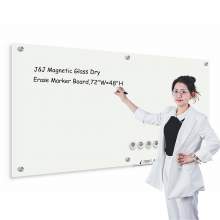 Magnetic Glass Dry Erase Board - 48"x72" - White