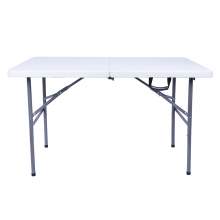 48" x 24" White Plastic Folding Table with Carrying Handle Rectangular