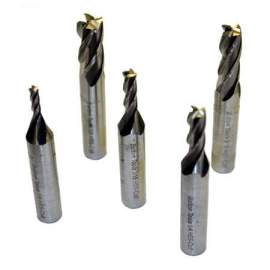 EMS-5 5 PCS END MILL SET, TIN COATED WITH HSS MATERIAL