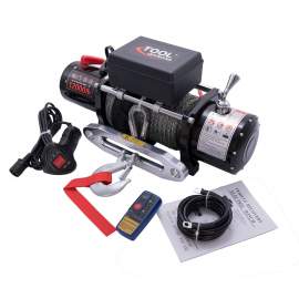 12V 12000Lb Trailer Quiet Brake Car Electric Winch Synthetic Rope