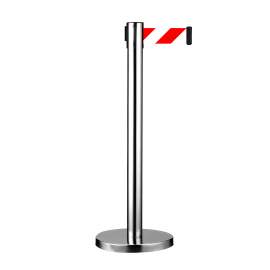 Retractable Belt Stanchion 39"H Stainless Steel Post 8' Red&White Belt