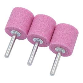 1-1/4" (D) x 1-1/4" (T), W230, Cylinder End, Vitrified Aluminum Oxide Mounted Points, Abrasive, 3 Pcs, Made In Taiwan