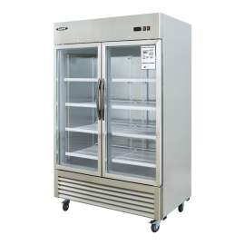 Double Glass Door Stainless Steel Reach-In Commercial Refrigerator 43 cu.ft. Restaurant Refrigerators