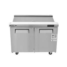 48 in. Double Door Stainless Steel Refrigerated Salad Sandwich Prep Table Commercial Refrigerator Restaurant Refrigerator Undercounter