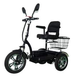 Mobility Scooter Black Foldable Armrest Travel Three-wheeled with Large Capacity for the Elderly and Adults