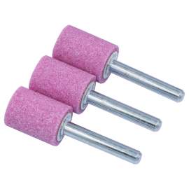 3/4" (D) x 1" (T), W205, Cylinder End, Vitrified Aluminum Oxide Mounted Points, Abrasive, 3 Pcs, Made In Taiwan