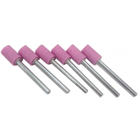 5/16" (D) x 1/2" (T), W170, Cylinder End, Vitrified Aluminum Oxide Mounted Points, Abrasive, 6 Pcs, Made In Taiwan