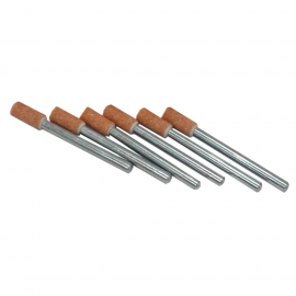 3/16" (D) x 3/8" (T), W153, Cylinder End, Vitrified Aluminum Oxide Mounted Points, Abrasive, 6 Pcs, Made In Taiwan