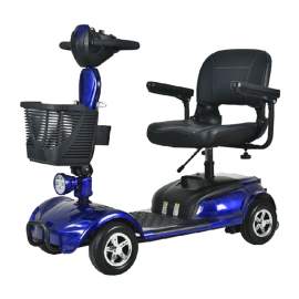 Folding Mobility Scooter With 4 Wheels, Long Drive Range In Blue