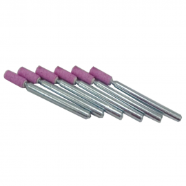 5/32" (D) x 3/8" (T), W150, Cylinder End, Vitrified Aluminum Oxide Mounted Points, Abrasive, 6 Pcs, Made In Taiwan