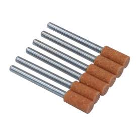 1/4" (D) x1/2" (T), W163, Cylinder End, Vitrified Aluminum Oxide Mounted Points, Abrasive, 6 Pcs, Made In Taiwan