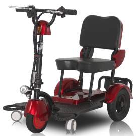 Folding Scooter, Lightweight Mobility Scooter With Three Wheels, Red