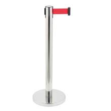 Crowd Control Stanchion 36"H Stainless Post 6.5' Red Belt