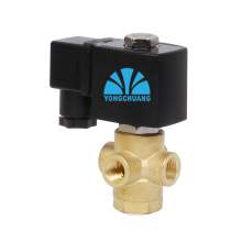24VDC Brass 3 way Solenoid Valve, Normally Closed, 1/4" NPT Pipe Size