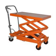Hydraulic Lift Table Cart 35 5/8" x 20 5/32" x 2.11/64" Table Size Hydraulic Double Scissor Cart Roller Top Lift Table Cart 770 lb 51 3/16" Max Height