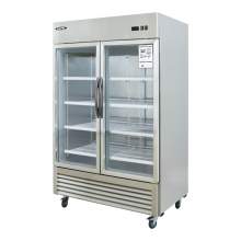 Double Glass Door 49 cu.ft. Reach-In Commercial Refrigerator 54"W Cooler Stainless Steel Restaurant Refrigerators ETL Certification