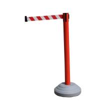Crowd Control 36"H Red Plastic Post 10' Red/White Belt Grey Base