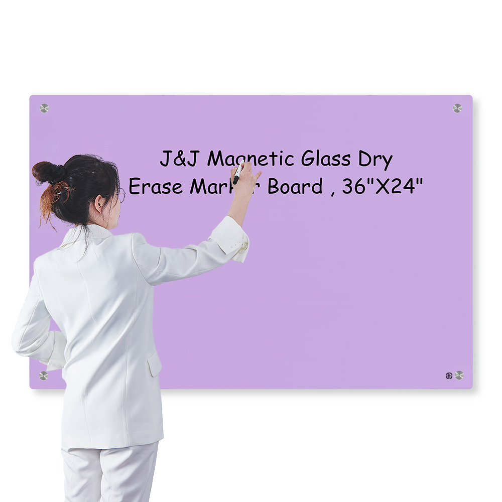 Magnetic Glass Dry Erase Marker Board -24′′ x 36′′ -Purple