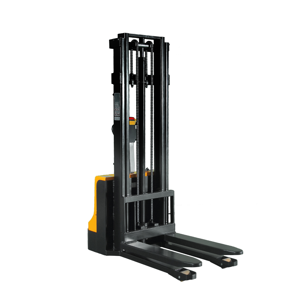 SOVANS Fully Powered Drive and Lift Electric Pallet Jack Stacker with Straddle Legs 2200lbs Capacity 118“ Lift Height with Adjustable Forks Material Lifter 