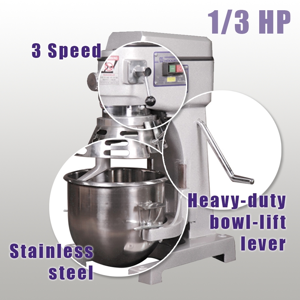 10 qt PLANETARY Stand Mixer with Guard and Standard Accessories 3 Speed Adjustable RPM Alluminum Alloy 1/3 HP Made in Taiwan