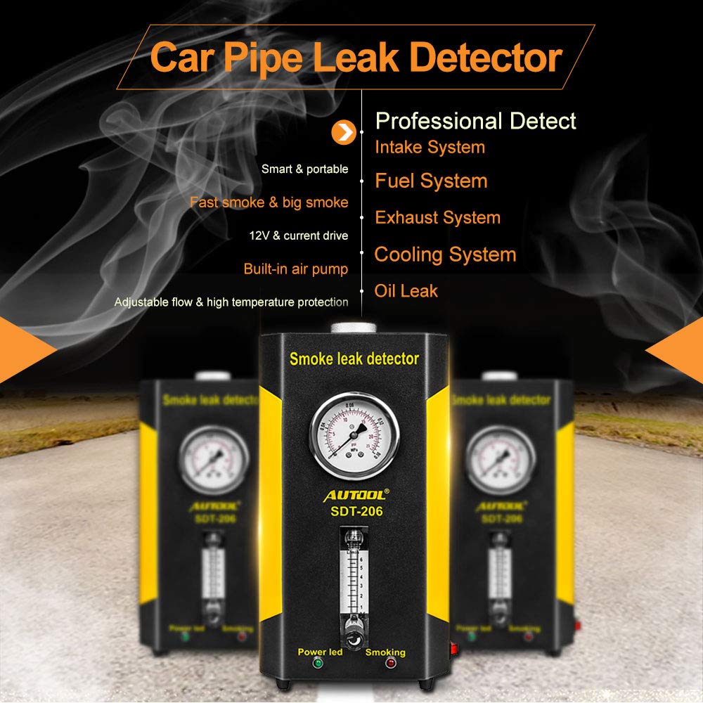 12V Vehicle Pipes Fuel Leakage Detector Diagnositc Tester for Cars/Motorcycles/Boats from US WAREHOURSE AUTOOL SDT-206 Automotive EVAP Leak Testing Machine 