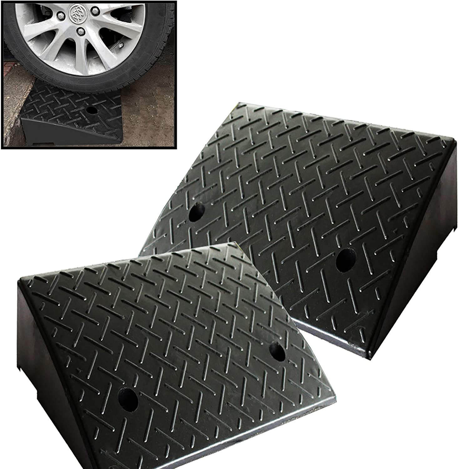 PIQU Curb Ramp Rubber Road Slopes Up The Climbing Aisle Along The Slope of The Road for Either Indoor or Outdoor use Color : Black, Size : 50x37x16cm