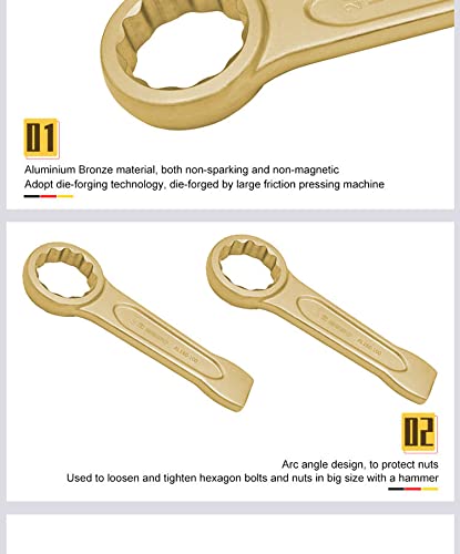 WEDO Aluminum Bronze Non-Sparking Cold Chisel - 20mm Blade, 200mm Length, DIN Standard & FM Certified For Explosive Environments